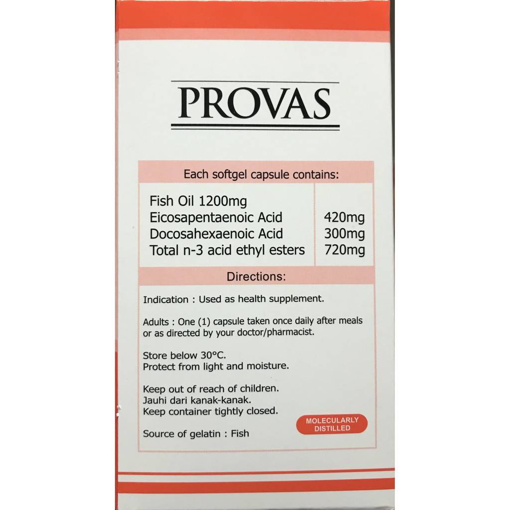 PROVAS Omega 3 Fish Oil Caps 60’s